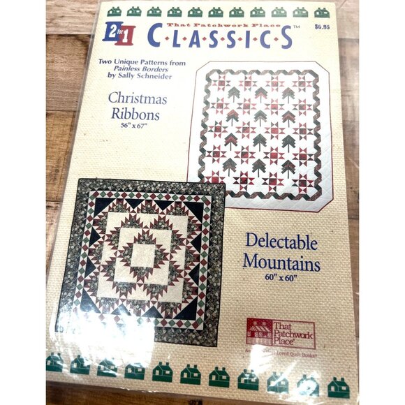 2-In-1 Quilt Pattern Book Christmas Ribbons & Delectable Mountains - Picture 2 of 3